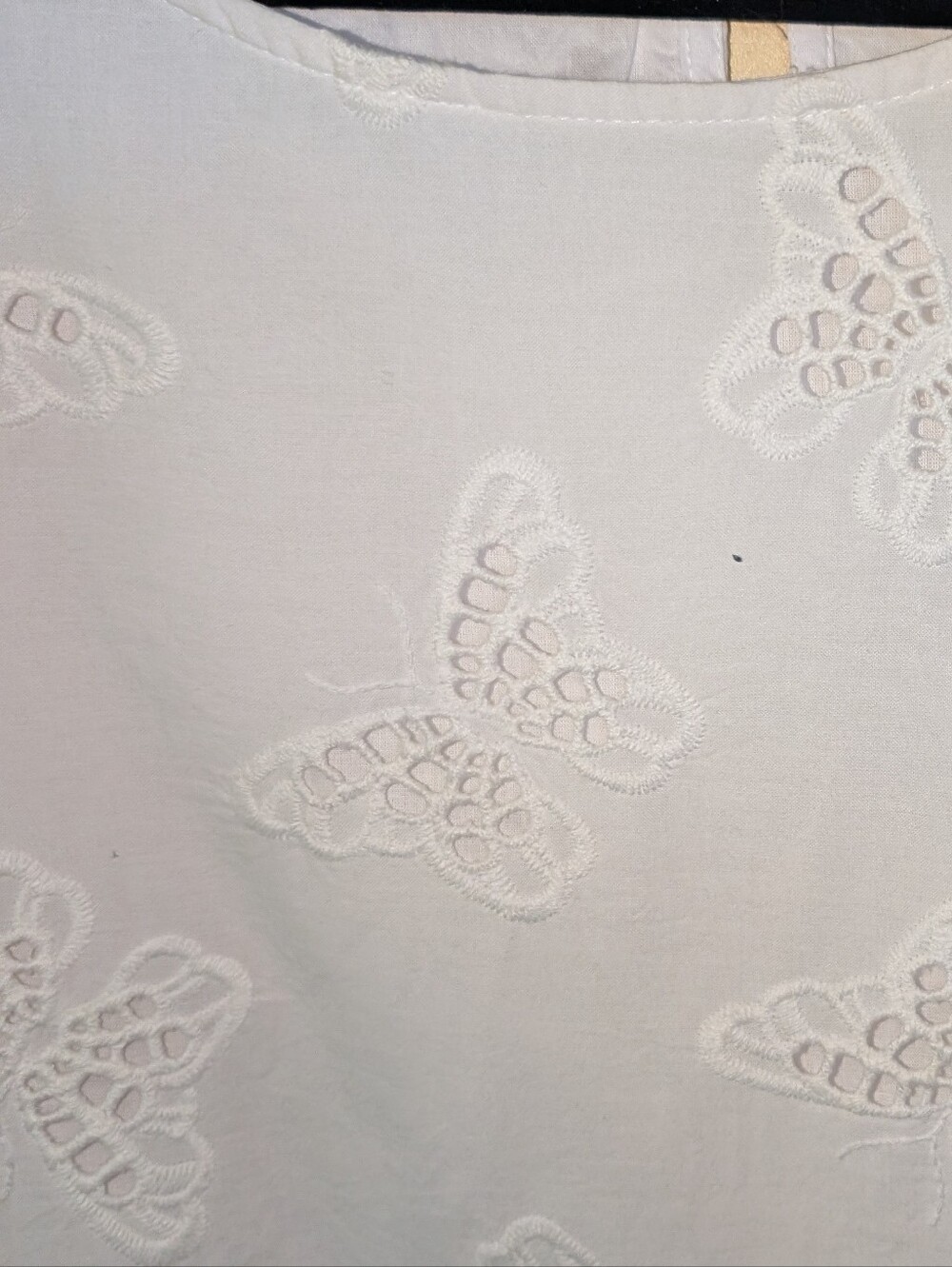 Talbots White Butterfly Eyelet Puff-Sleeve Blouse - Picture 4 of 7